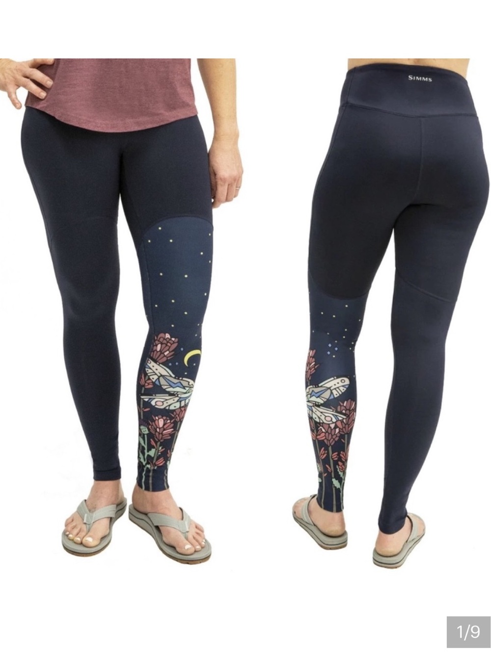 NEW Simms Bugstopper Insectshield Floral Leggings Nightscape Navy Medium